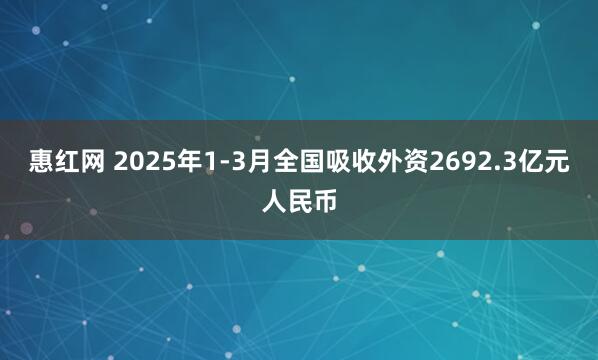 惠红网 2025年1-3月全国吸收外资2692.3亿元人民币