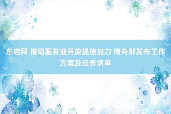 东启网 推动服务业开放提速加力 商务部发布工作方案及任务清单