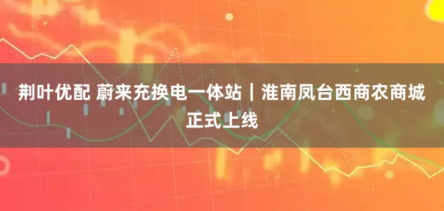荆叶优配 蔚来充换电一体站｜淮南凤台西商农商城正式上线