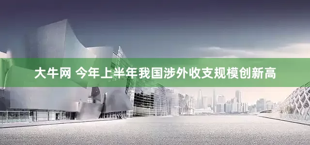 大牛网 今年上半年我国涉外收支规模创新高